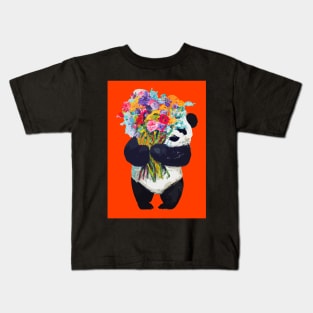 Panda with Bouquet Kids T-Shirt